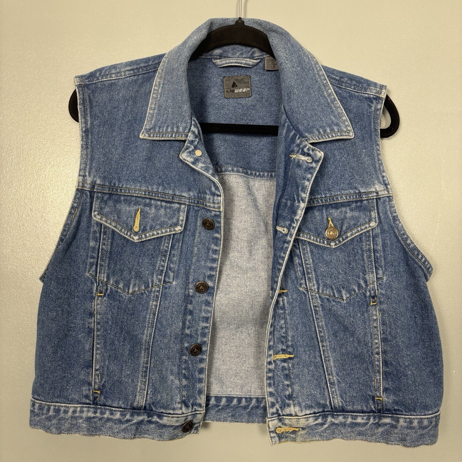 Vintage 90’s Liz Wear Women’s Denim Jacket Vest Small 100% Cotton Alt Punk Core